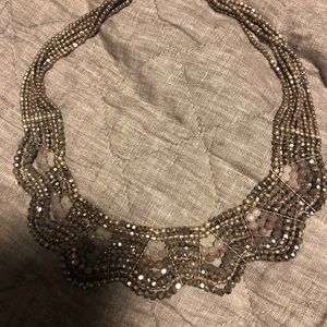 Anthropologie silver beaded collar necklace